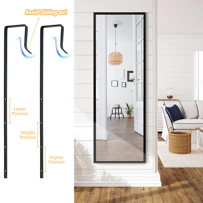 Full Length Wall-Mounted Mirror with Height Adjusting Hooks