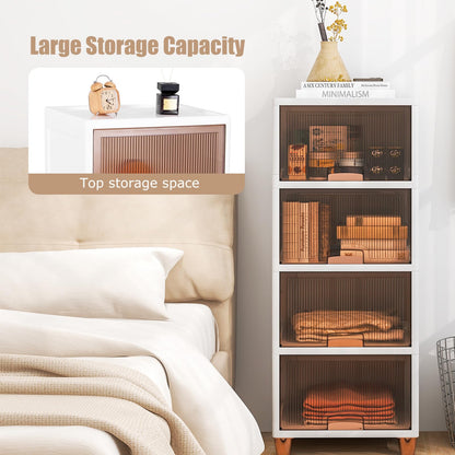 4-Tier Storage Bins Stackable Storage Containers with Magnetic Doors