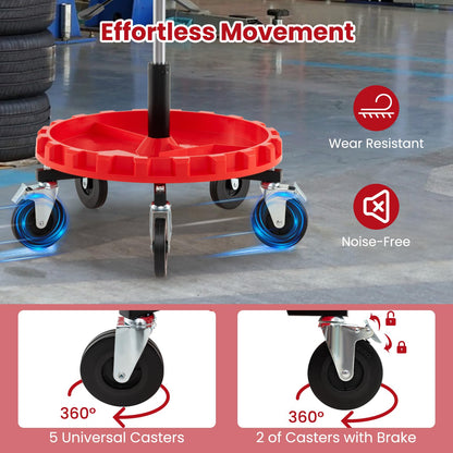 Mechanic Stool on Wheels with 71-83 cm Adjustable Height and Tool Tray Storage