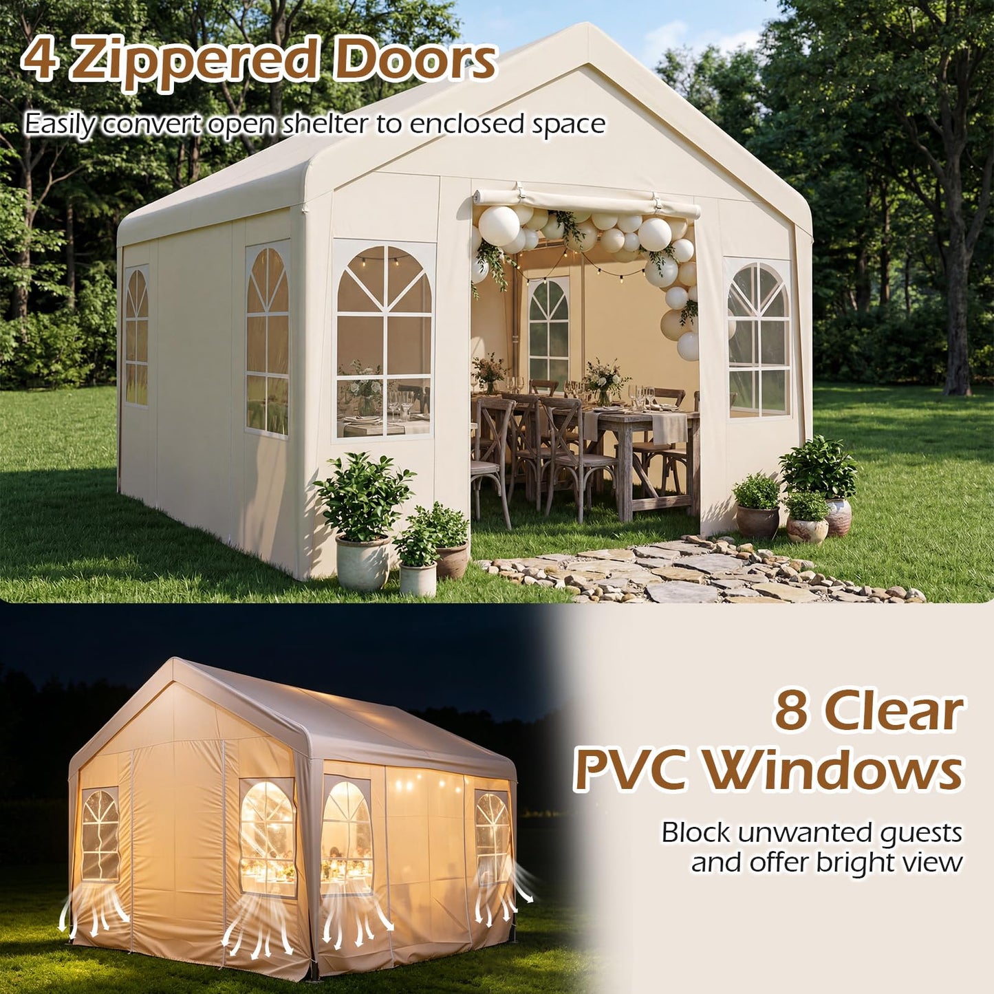 3 x 3 m Heavy Duty Garden Gazebo, Large Marquee Party Tent