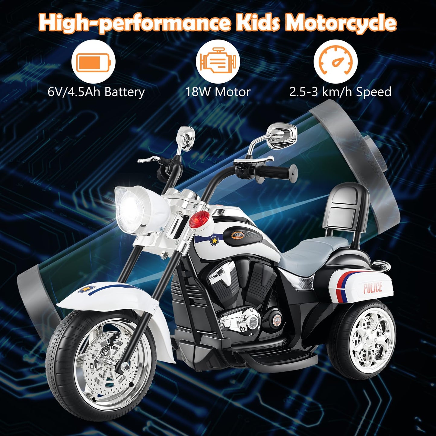 Kids Electric Motorcycle Motorbike 6V Battery Horn Headlight