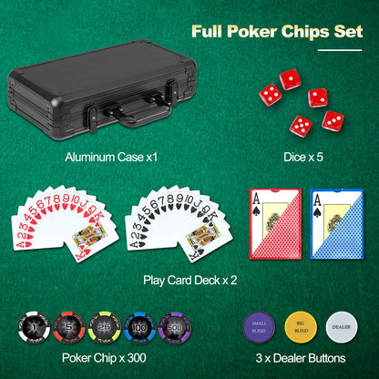 300 Pieces Texas Holdem Poker Set with Claytec Chips