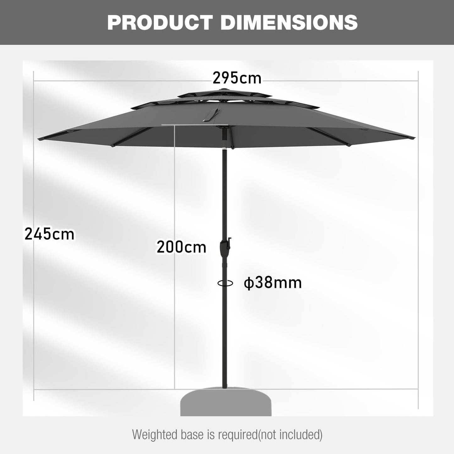 Heavy Duty 8 Ribs Patio Umbrella with Crank Handle and Tilt Function