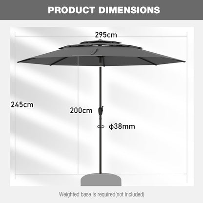 Heavy Duty 8 Ribs Patio Umbrella with Crank Handle and Tilt Function