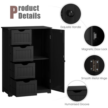 Freestanding Storage Cupboard with Adjustable Shelf and Drawers