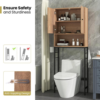 Over The Toilet Storage Cabinet with 2 Doors and Adjustable Shelf