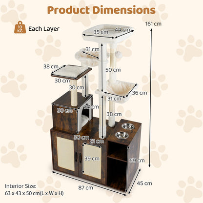 Cat Tree with Litter Box Enclosure, Cats Climbing Tower