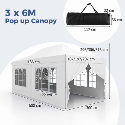 3m x 6m Outdoor Garden Shelter with 6 Sidewalls and Carrying Bag
