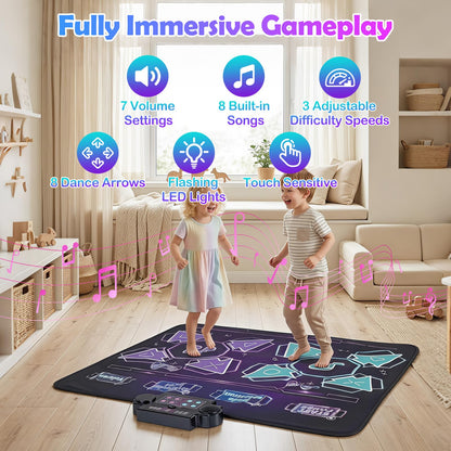 Kids Dance Mat, Electronic Play Mat with 4 Game Modes, 3 LED Speeds