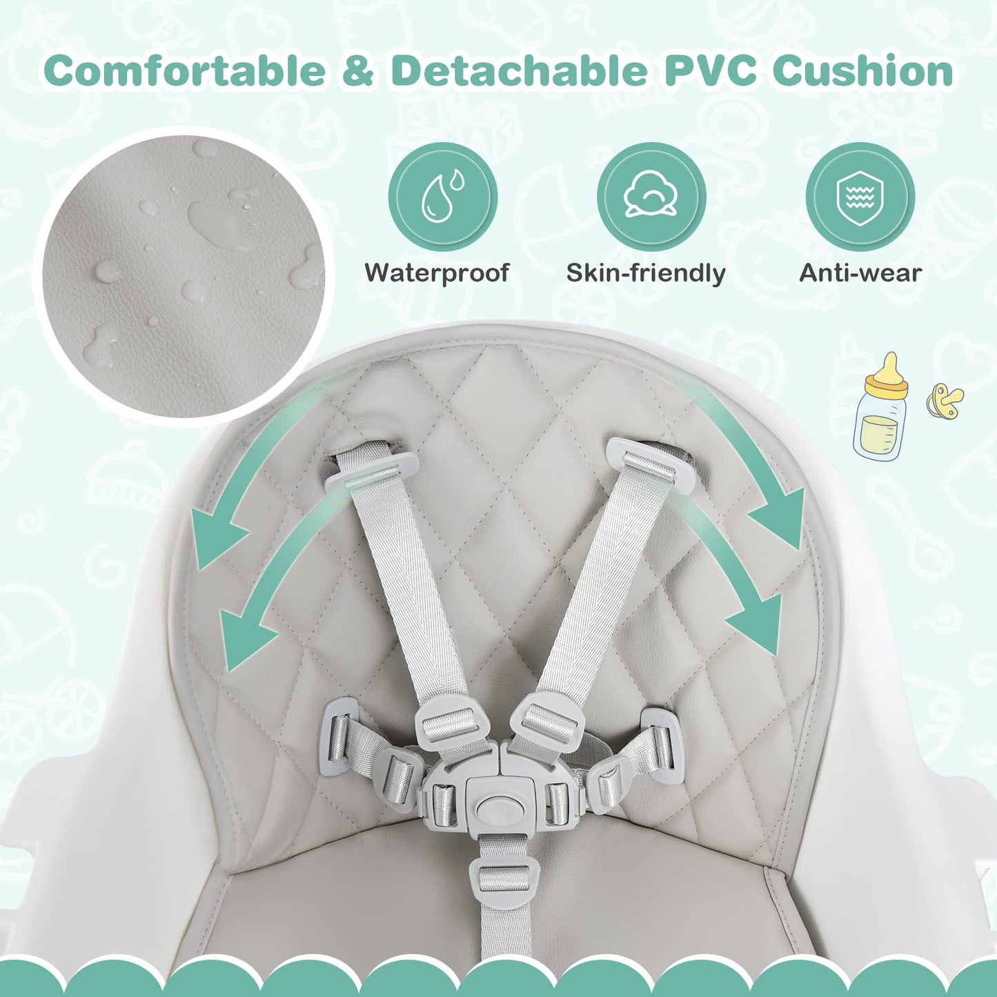 Infant High Chair with Removable Dishwasher Safe Tray
