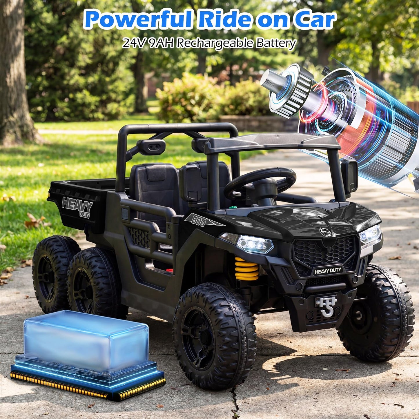 24V Ride on Dump Truck with Electric Dump Bed 4WD with Remote and Music