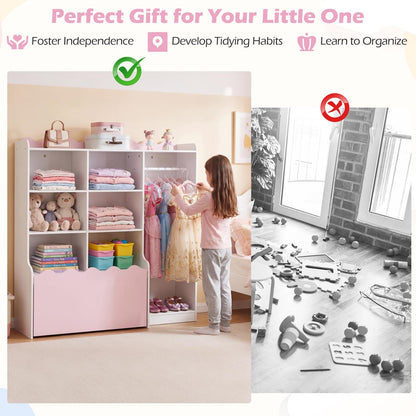 Kids Dress up Storage Wardrobe, Children Toy Storage Organizer