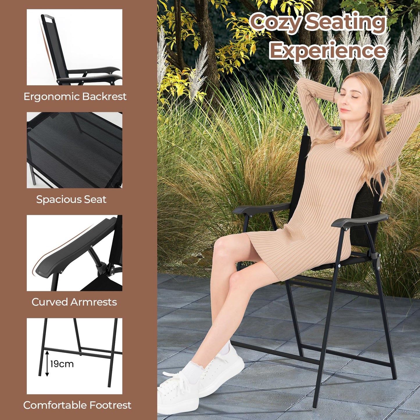 1 DPC Top Bar Table and Umbrella Hole with 2 Folding Chairs