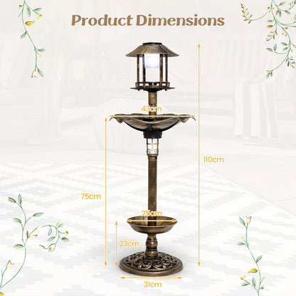 4 in 1 Bird Feeder and Bath with Solar Lights & Flower Planter Base