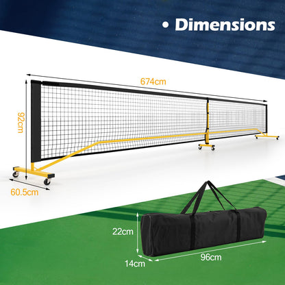 Portable Regulation Size Pickle Ball Net System with 6 Lockable Wheels