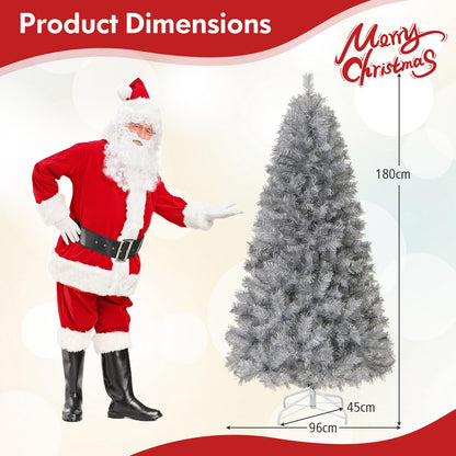 6FT Pre-Lit Artificial Christmas Tree, Hinged Xmas Tree with 553 Branch Tips