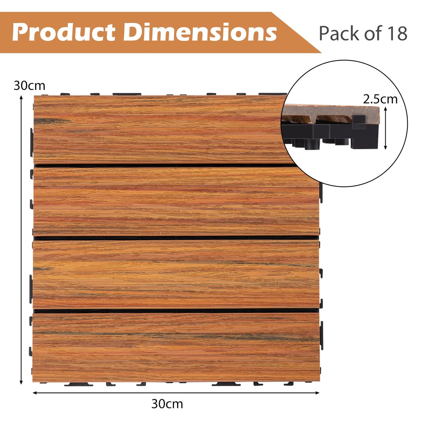 30 x 30cm Waterproof Interlocking Floor Tiles Tools Free Assembly
