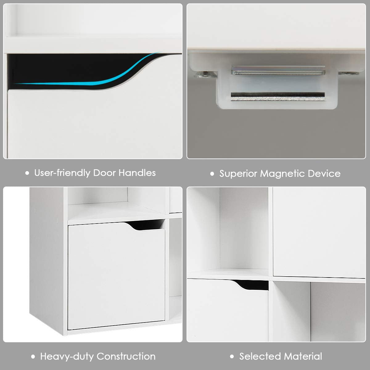 6 Cube Storage Cabinet with 3 Cupboard Doors
