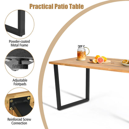 175 x 80cm Patio Rectangle Dining Table for 6 Person with Umbrella Hole