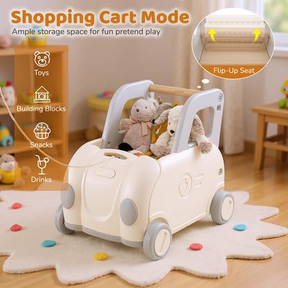 Children Push Walker Cart with Handle and Wheels