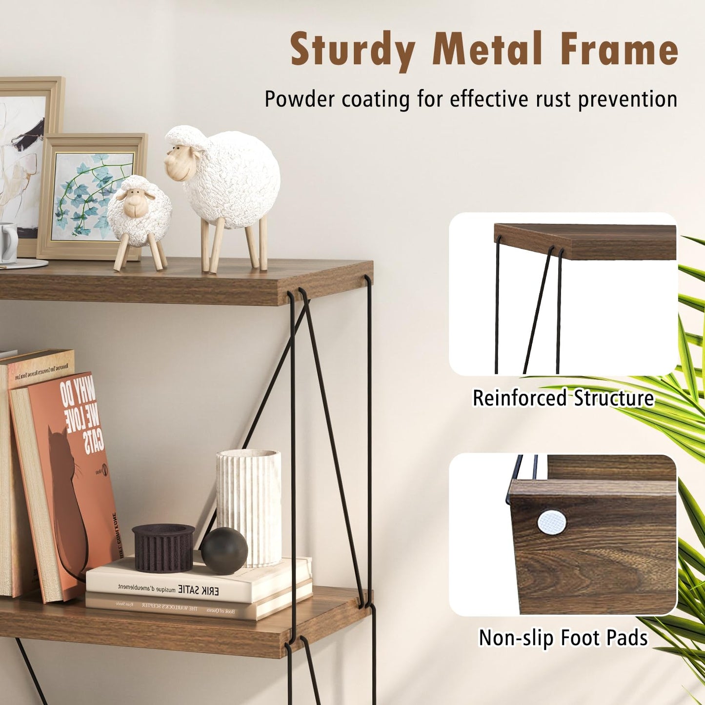 3-Tier Multipurpose Display Rack with Metal Frame for Living Room Home Office