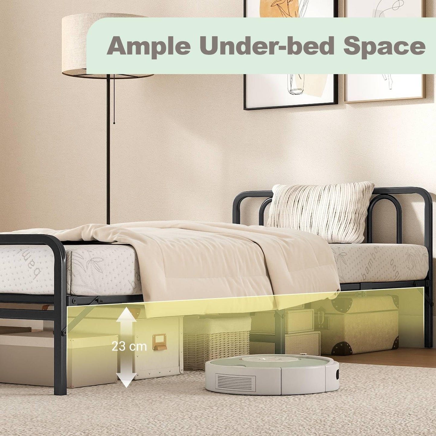 Portable Folding Bed with Headboard and Footboard for Guest Room