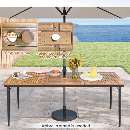 8-Seater 2m Acacia Wood Picnic Table with Slat Tabletop