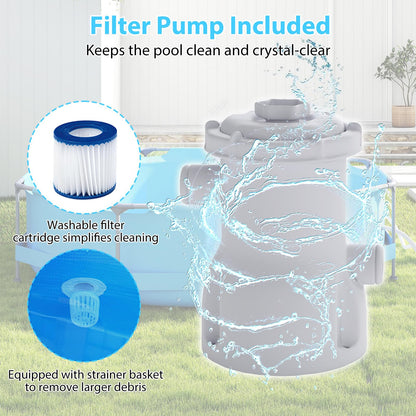 10/12 Feet Round Outdoor Framed Pool Set with Filter Pump