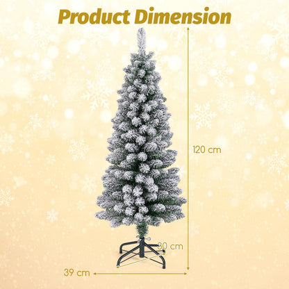 120/150 CM Snow Flocked Artificial Christmas Tree with 240/328 Branch Tips