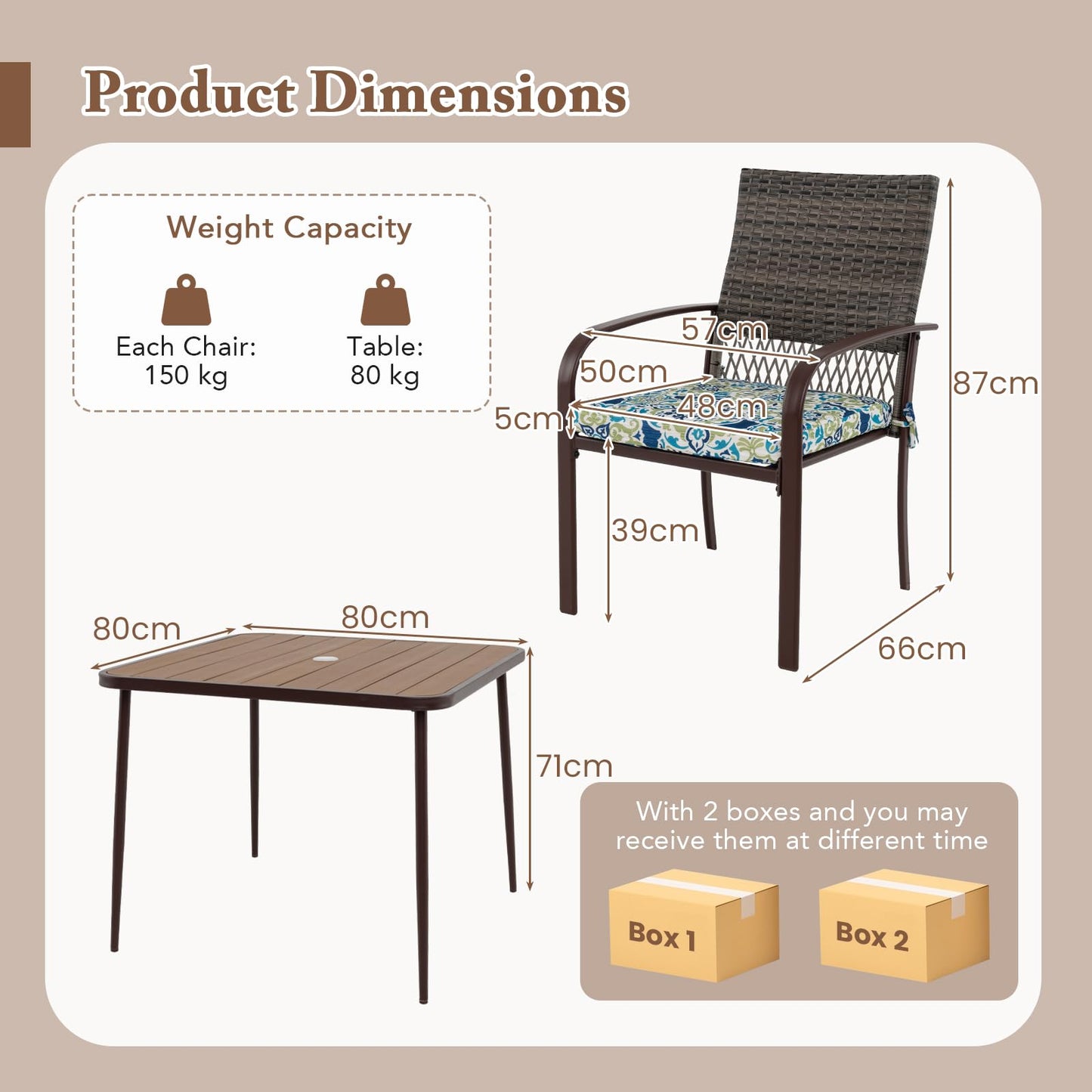 Square Garden Table with 4 Rattan Armchairs