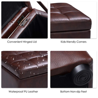High Quality PU Leather Cube Ottoman Storage Seat