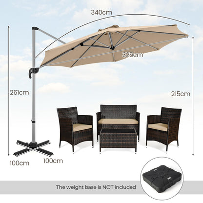 360° Rotation Offset Banana Umbrella with Tilted Design Sun Shade for Patio Market