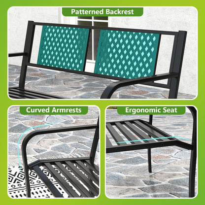 Diamond Pattern 2-3 Seater Heavy Duty Metal Frame Loveseat Park Bench