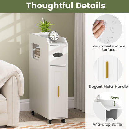 16 CM Small Bathroom Storage Cabinet with Slide Out Drawer