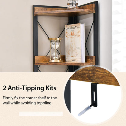6 Tier Industrial Corner Storage Shelf with Adjustable Shelf