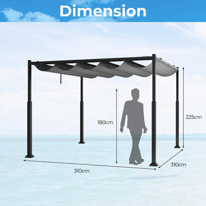 3.1m X 3.1m Metal Pergola with Retractable Roof