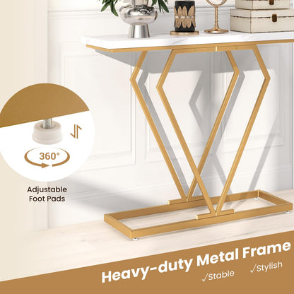 100 cm Gold Console Table with Diamond Shape Geometric Frame