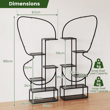 185 cm Tall Butterfly-Shaped 6-Tier Flowerpot Shelf