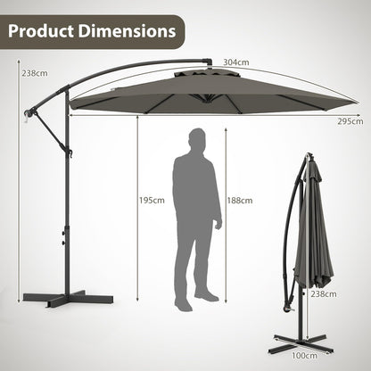 295 cm Patio Offset Umbrella with Easy Tilt Adjustment and Crossed Base