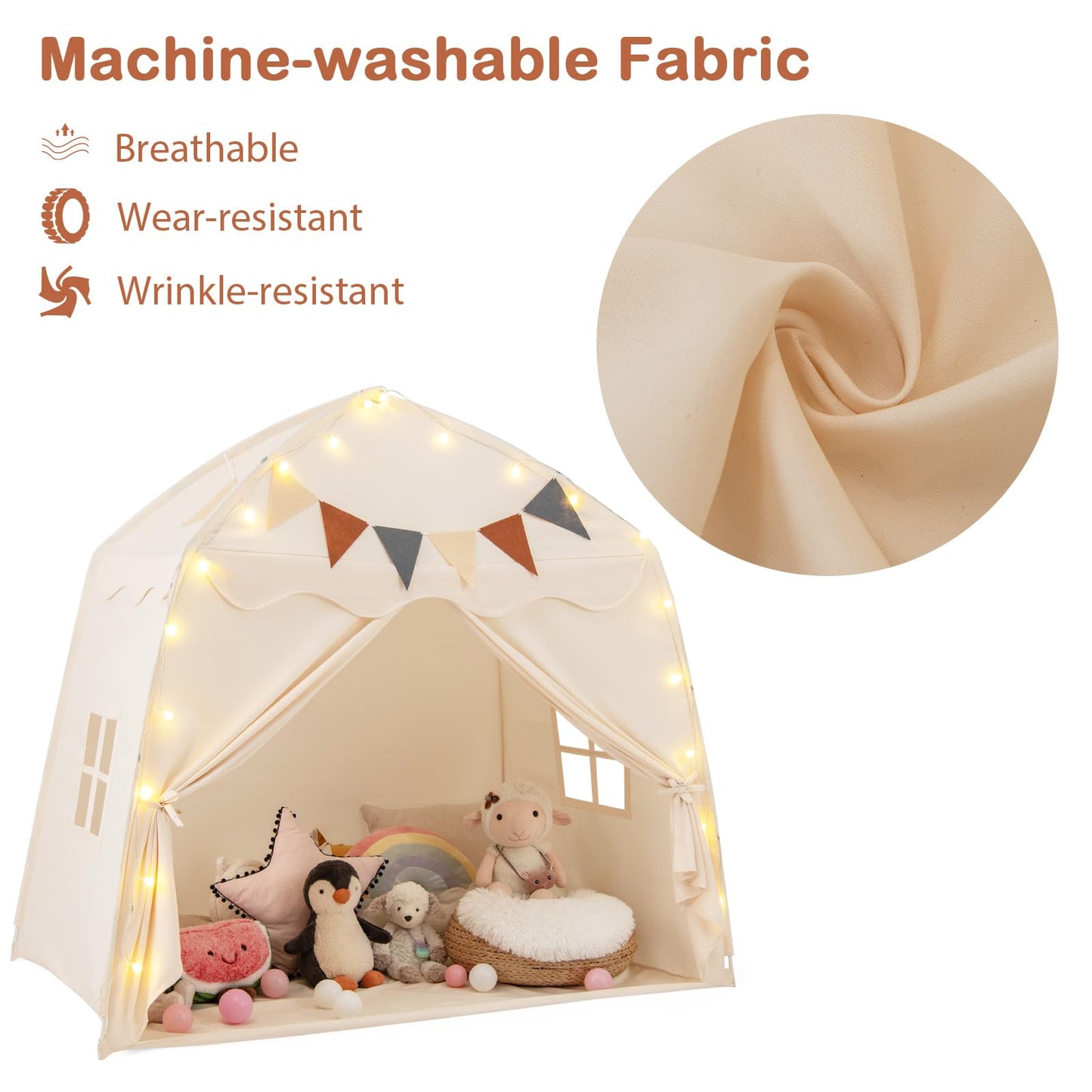 Kids Play Tent Bed Tent Extra Large with Lights for 3-12 Years Old