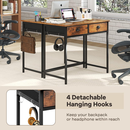 Space Saving Computer Desk with 2 Fabric Drawers