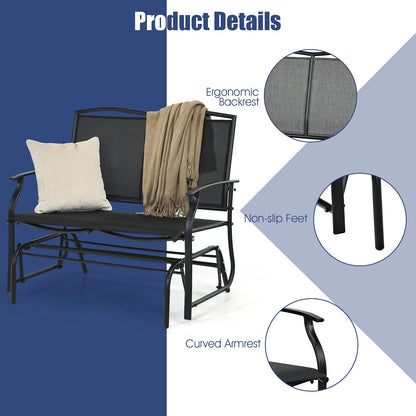 Patio Double Steel Frame Fabric Swing Gliding Chair Loveseat