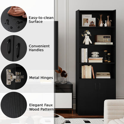 6-tier Modern Style Bookcase with Adjustable Shelves