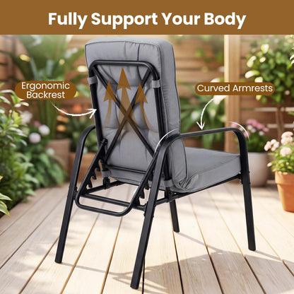 Garden Chairs Set of 2, Outdoor Dining Chairs with 5-Level Adjustable Backrests