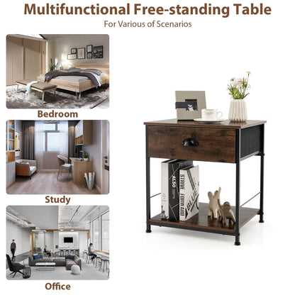 2-tier Nightstand Bedside End Sofa Coffee Table for Bedroom Living Room