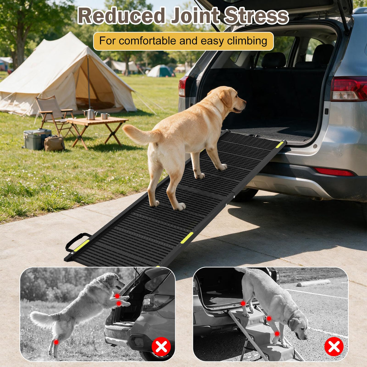 Foldable Dog Ramp, Portable Pet Car Stair with Non-Slip Surface