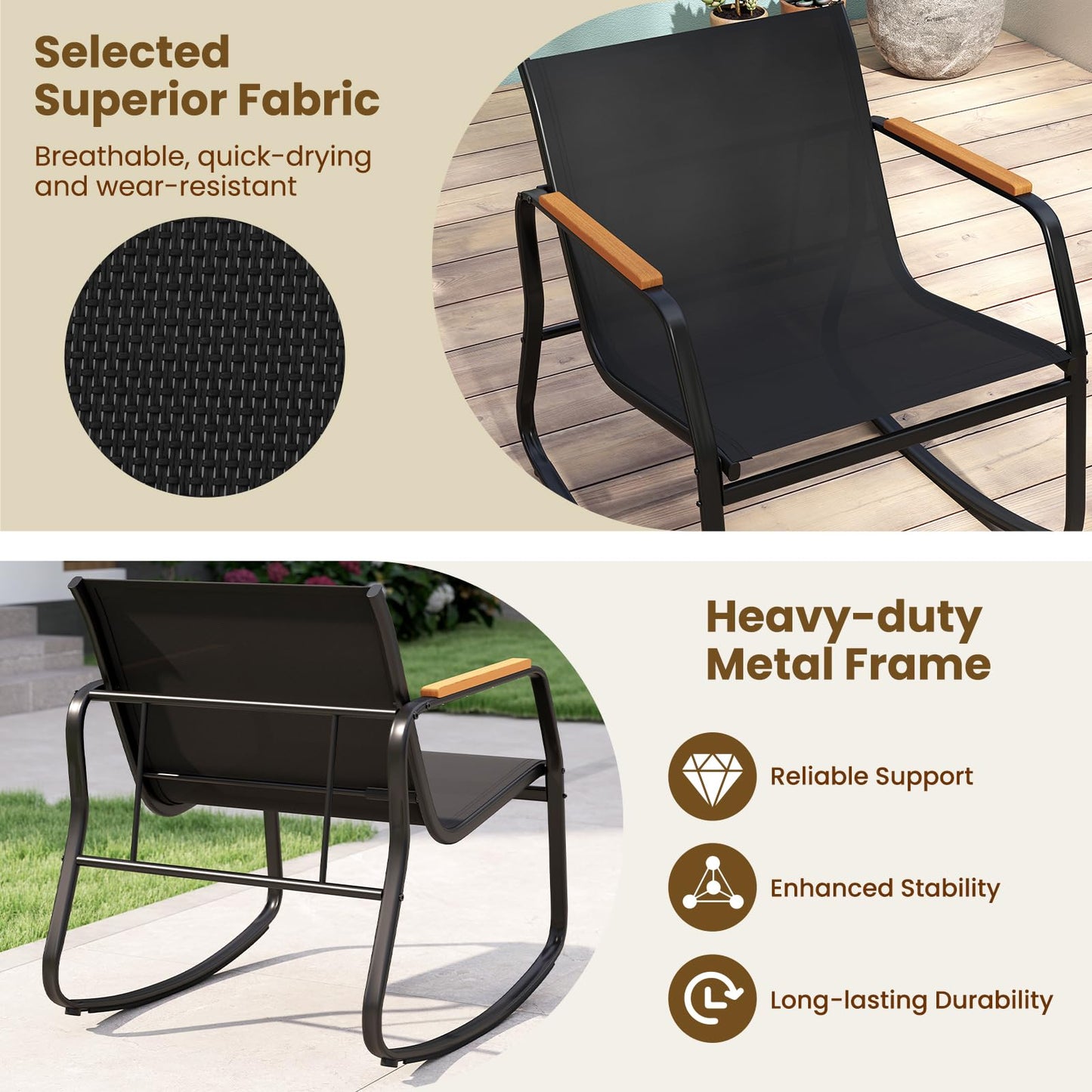 3-Piece Patio Bistro Set, Garden Furniture Set with Coffee Table and Chair
