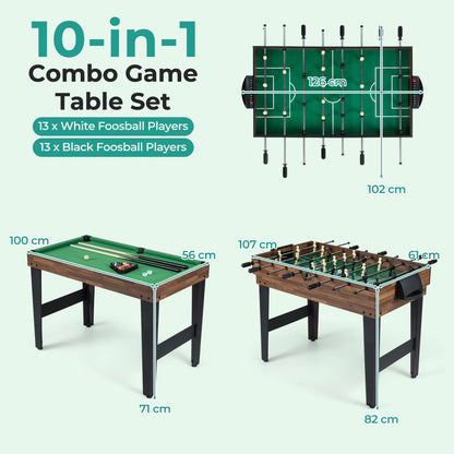 10-in-1 Multi Game Table, Space-Saving Combo Tables with Football
