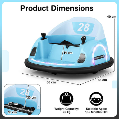 12V Kids Bumper Car with Joysticks Remote Control for Toddlers 18+ Months Old