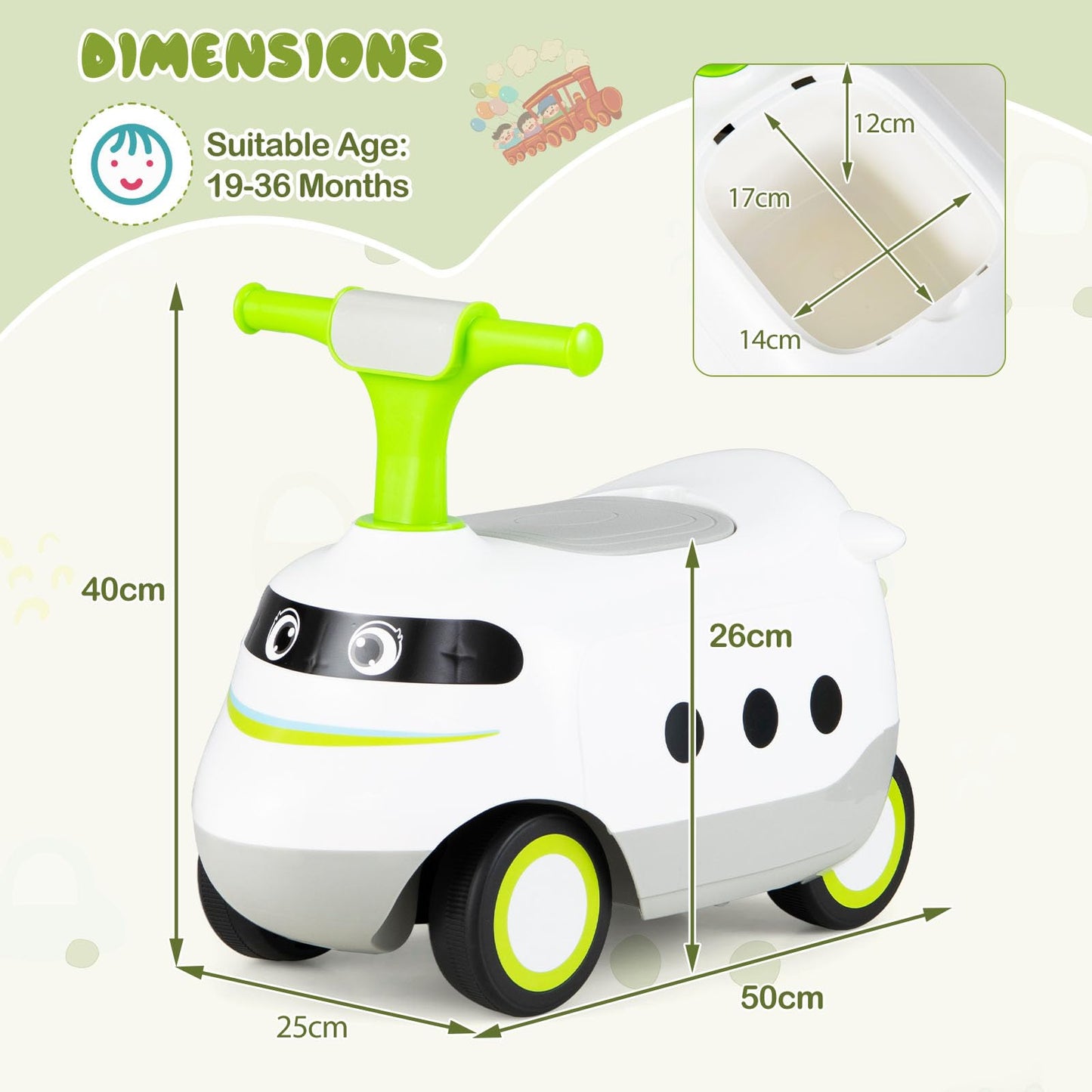 Ride on Push Car for Toddlers Sit to Stand Car with Horn and Storage